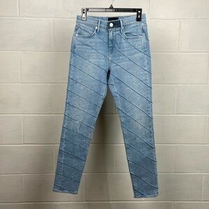NWT RtA Madrid High Rise Skinny Crop Women's Jeans Size 25 Blue Diagonal Stripes